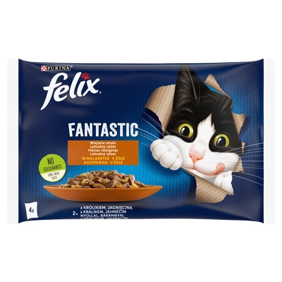 FELIX Wiejskie Smaki w galaretce z królikiem i jagnięciną 4x85g