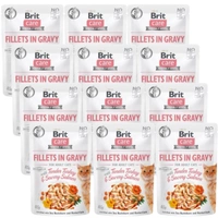 BRIT CARE Cat Pouches Fillets in Gravy with Tender Turkey &  Savory Salmon 12x85g