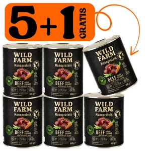 WILD FARM Monoprotein Beef 5x800g + 800g GRATIS hipoalergiczna karma dla psa