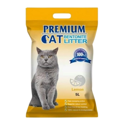 Premium Cat Żwirek Bentonitowy Zbrylający - Cytrynowy dla kota 5L- 3,8 kg / Opakowanie uszkodzone (2117,2437) !!!