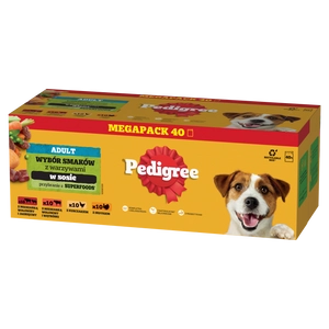 PEDIGREE Adult saszetka 40x100 g - Mix Smaków z warzywami w sosie, mokra karma pełnoporcjowa dla dorosłych psów