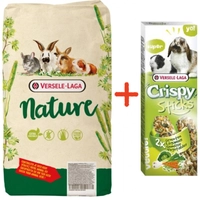 VERSELE-LAGA Cuni Nature 9kg - dla królików miniaturowych + VERSELE LAGA Crispy Sticks Rabbits-Guinea Pigs Vegetsbles 110g - 2 kolby warzywne dla królików i kawii domowych GRATIS