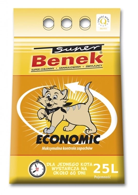 SUPER BENEK Żwirek Economic 25 l -22kg / Opakowanie uszkodzone (6411,6435) !!! 