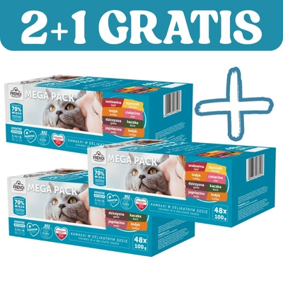 Frendi saszetki dla kota mięsne smaki w sosie 96x100g + 48x100g GRATIS
