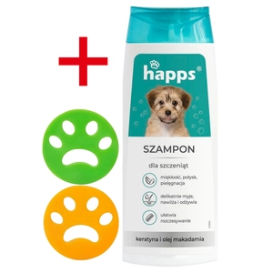 HAPPS - szampon pielęgnacyjny dla szczeniąt 200ml + 2x Czyścik do usuwania sierści - łapka GRATIS!!