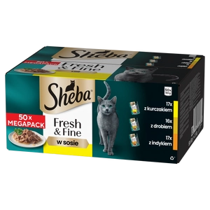 SHEBA saszetka 50x50g Fresh & Fine - mokra karma dla kotów dorosłych w sosie (z kurczakiem, z drobiem, z indykiem)