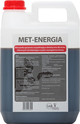 Lab-v Met-Energia - Mieszanka Paszowa Uzupełniająco-Dietetyczna Dla Krów Mlecznych Zmniejszająca Ryzyko Wystąpienia Ketozy 20kg