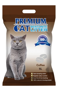 Premium Cat Żwirek Bentonitowy Zbrylający - Kawowy dla kota 5L - 3,9kg /Opakowanie uszkodzone (2809) !!!
