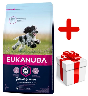 Eukanuba puppy&junior medium breed 15kg + niespodzianka dla psa GRATIS!