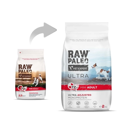 Vetexpert Raw Paleo Ultra Beef Adult Mini 8kg / Opakowanie uszkodzone (1765)