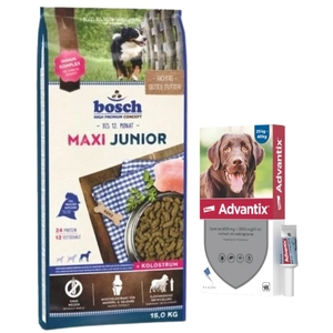 Bosch Junior Maxi (nowa receptura) 15kg + Advantix - dla psów 25-40kg (4 pipety x 4ml)