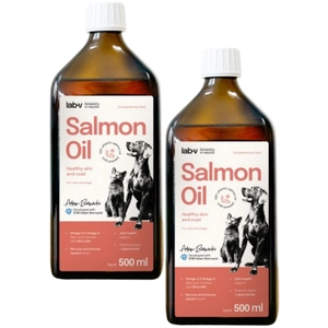 Lab-v Olej z Łososia 100% Dla Psa i Kota w Każdym Wieku 2x500ml Tłoczony Na Zimno