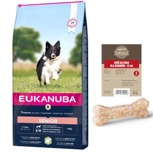 EUKANUBA Mature&Senior Small & Medium Breeds Lamb & Rice 12kg + Kość do żucia dla seniorów 12cm