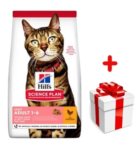 HILL'S SP Science Plan Feline Adult Light Kurczak 10kg + niespodzianka dla kota GRATIS!