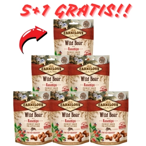 Carnilove Crunchy Snack, dzik i owoce dzikiej róży 200 g 5+1 GRATIS!!