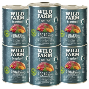 WILD FARM Superfood Wild Boar (Dziczyzna z batatami, jagodami i ziołami) 6x800g bezzbożowa karma dla psa
