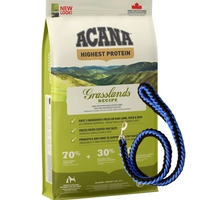 ACANA Grasslands Dog 11,4kg + Smycz pleciona gruba 120cm