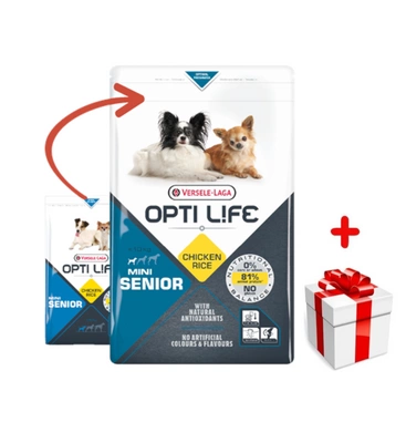 VERSELE-LAGA Opti Life Senior Mini 2,5kg - z kurczakiem - dla małych ras w wieku powyżej 7 lat + niespodzianka dla psa GRATIS!