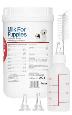 LAB-V Milk For Puppies- mleko dla szczeniąt 200g-Zestaw z butelką i smoczkami