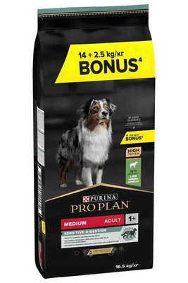 PRO PLAN Sensitive Digestion Medium Adult Karma dla psów bogata w jagnięcinę 14kg + 2,5kg