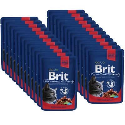 BRIT Cat WOŁOWINA i GROSZEK 24x100g