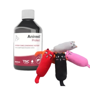 BIOVICO Anirevil Protect 250ml +  NUXIE® Zabawka dla kota pluszowa, piszcząca + kocimiętka 15cm GRATIS!