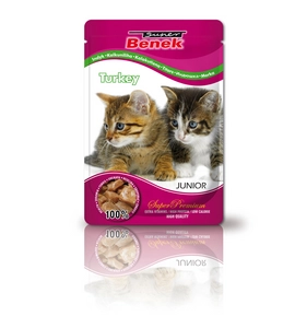 SUPER BENEK Junior Saszetka dla kota z kawałkami indyka 100g