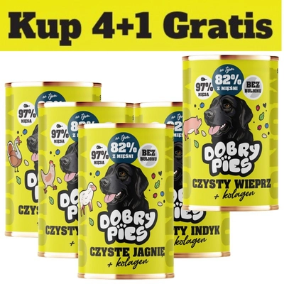 Dobry Pies Mono Mix Smaków z kolagenem 5x400g