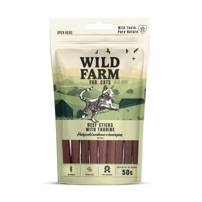 WILD FARM patyczki wołowe z tauryną 50g przysmak dla kota