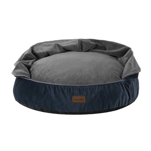 RECOBED pufa z kocykiem Welurowe szary/granat XL Ø100cm