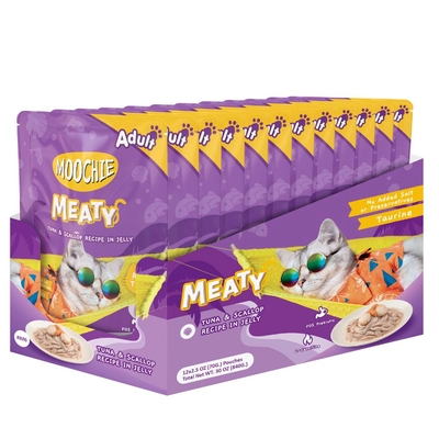 MOOCHIE Tuna & Scallop In Jelly 12x70g mokra karma dla kota (Tuńczyk i przegrzebki w galaretce)