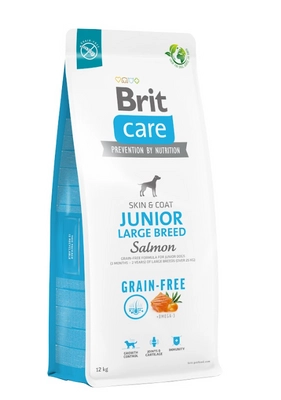 BRIT CARE Dog Grain-free Junior Large Breed Salmon 10kg / Opakowanie uszkodzone (7407) !!! 