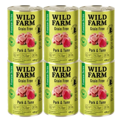 WILD FARM Premium Grain Free Pork and Tuna 6x400g  - bezzbożowa karma dla kota