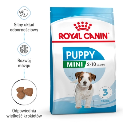 ROYAL CANIN Mini Puppy 8kg karma sucha dla szczeniąt, od 2 do 10 miesiąca życia, ras małych / Opakowanie uszkodzone (2493, 2500) !!! 