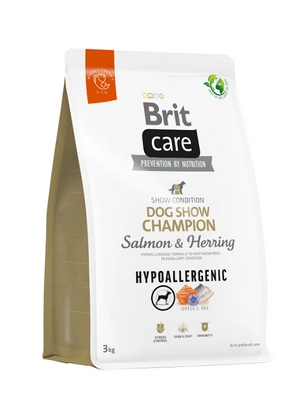 BRIT CARE Dog Hypoallergenic Dog Show Champion Salmon & Herring 3kg/Opakowanie uszkodzone (9411) !!! 