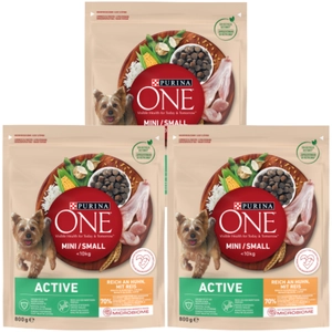PURINA ONE Mini Active Kurczak, ryż - sucha karma dla psa - 3x800g