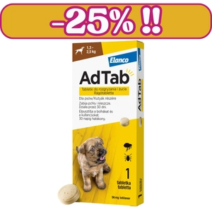 ELANCO AdTab 56mg tabletka na pchły i kleszcze dla psów 1,3-2,5 kg