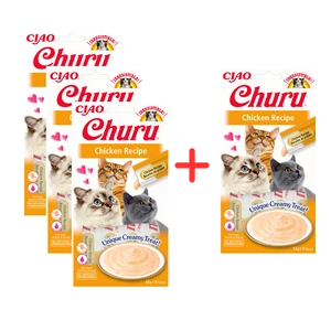 INABA  Churu przysmak dla kota o smaku kurczaka 4x14g 3+1 GRATIS!