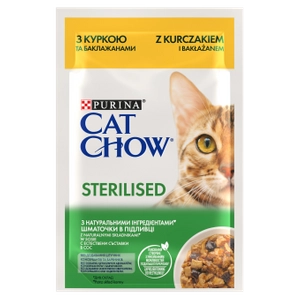 CAT CHOW Sterilised Karma dla kotów z kurczakiem i bakłażanem w sosie 85g