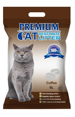 Premium Cat Żwirek Bentonitowy Zbrylający - Kawowy dla kota 5L - 2,5kg  /opakowanie uszkodzone (1842)