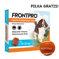  Frontpro tabletki na pchły i kleszcze L 68mg 10-25kg x 3tabl + Piłka GRATIS!