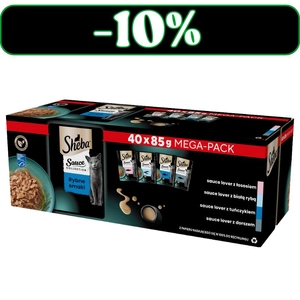  SHEBA Sauce Collection Rybne Smaki saszetki 40x85 g – mokra karma pełnoporcjowa dla dorosłych kotów, w sosie 