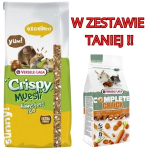 VERSELE-LAGA Crispy Muesli - Hamster&Co 20kg - data ważności 16.07.2025r. + VERSELE LAGA Crock Complete Carrot - przysmak z marchewką dla królików i gryzoni 50g