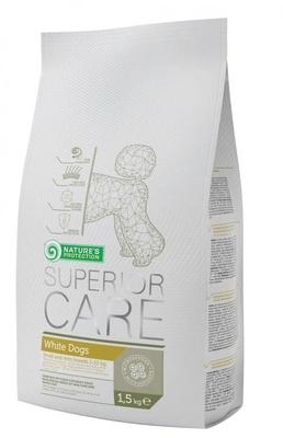 NATURES PROTECTION Superior Care White Dogs Adult 1,5kg + K9 Whiteness Shampoo - szampon dla białej sierści 300 ml