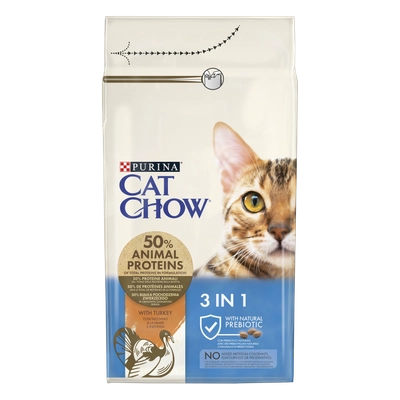 PURINA Cat Chow 3in1 Karma bogata w indyka 1,5kg / Opakowanie uszkodzone (840) !!! 