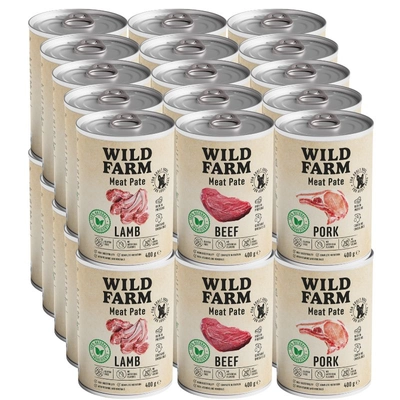 WILD FARM Pate Mix Smaków 30x400g bezglutenowa karma dla psa 