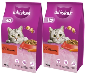 WHISKAS Adult 2x14 kg - sucha karma dla dorosłego kota, z pyszną wołowiną 