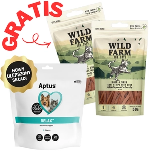 Aptus-Relax kęsy 30 sztuk + WILD FARM  przysmak dla kota miękkie paski z kaczki 2x50g GRATIS!!