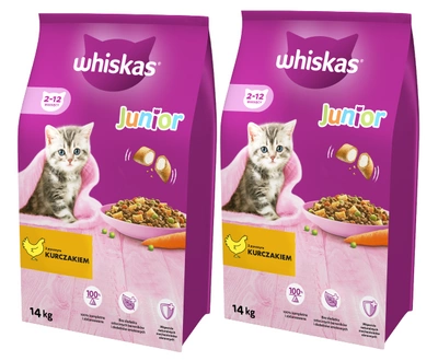 WHISKAS Junior 2x14 kg - sucha karma dla dla kociąt, z pysznym kurczakiem