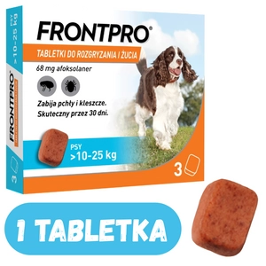 Frontpro tabletki na pchły i kleszcze L 68mg 10-25kg 1 TABLETKA